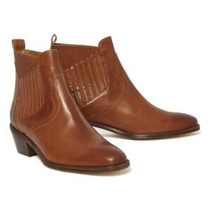 Vanessa Bruno Santiag Cognac Leather Western Ankle Boots – EU 37, US 6.5/7